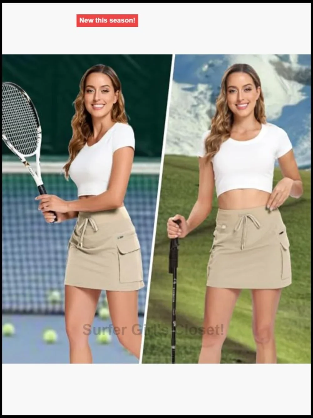 Mini Cargo Skort with Zipper Pockets High Waisted Athletic Skirt